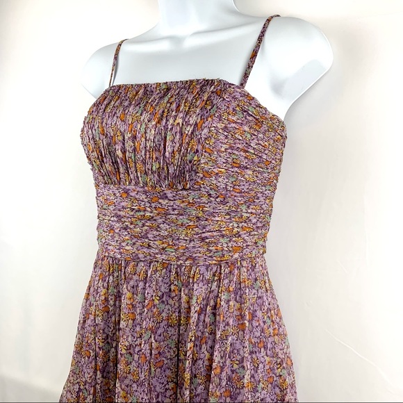 Decode 1.8 Lavendar Floral Print Spaghetti Strap 100% Silk Dress - Picture 15 of 15